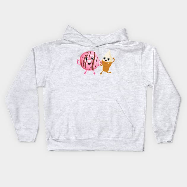 Donut Ice Cream Kids Hoodie by Plushism